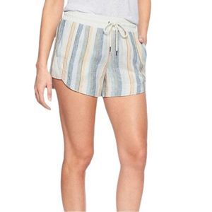 Athleta Beachside Bali 100% Linen Striped Shorts Size 16
